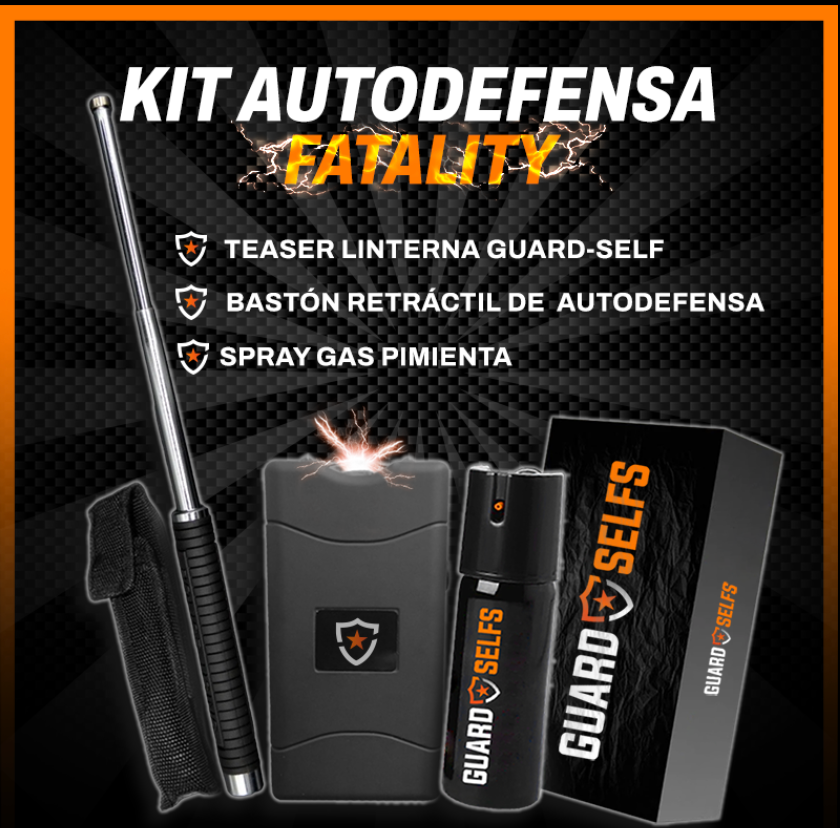 Kit de Autodefensa FATALITY: Bastón + Teaser + Spray